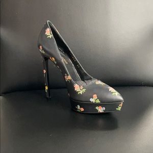 Saint Laurent Navy Flower Pumps